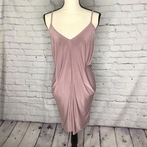 Boohoo Night Dusty Rose Slinky Body Con Spaghetti Strap Dress 8